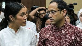 Nadiem Makarim menjalani sidang kasus dugaan korupsi pengadaan laptop Chromebook di Pengadilan Tipikor Jakarta Pusat.